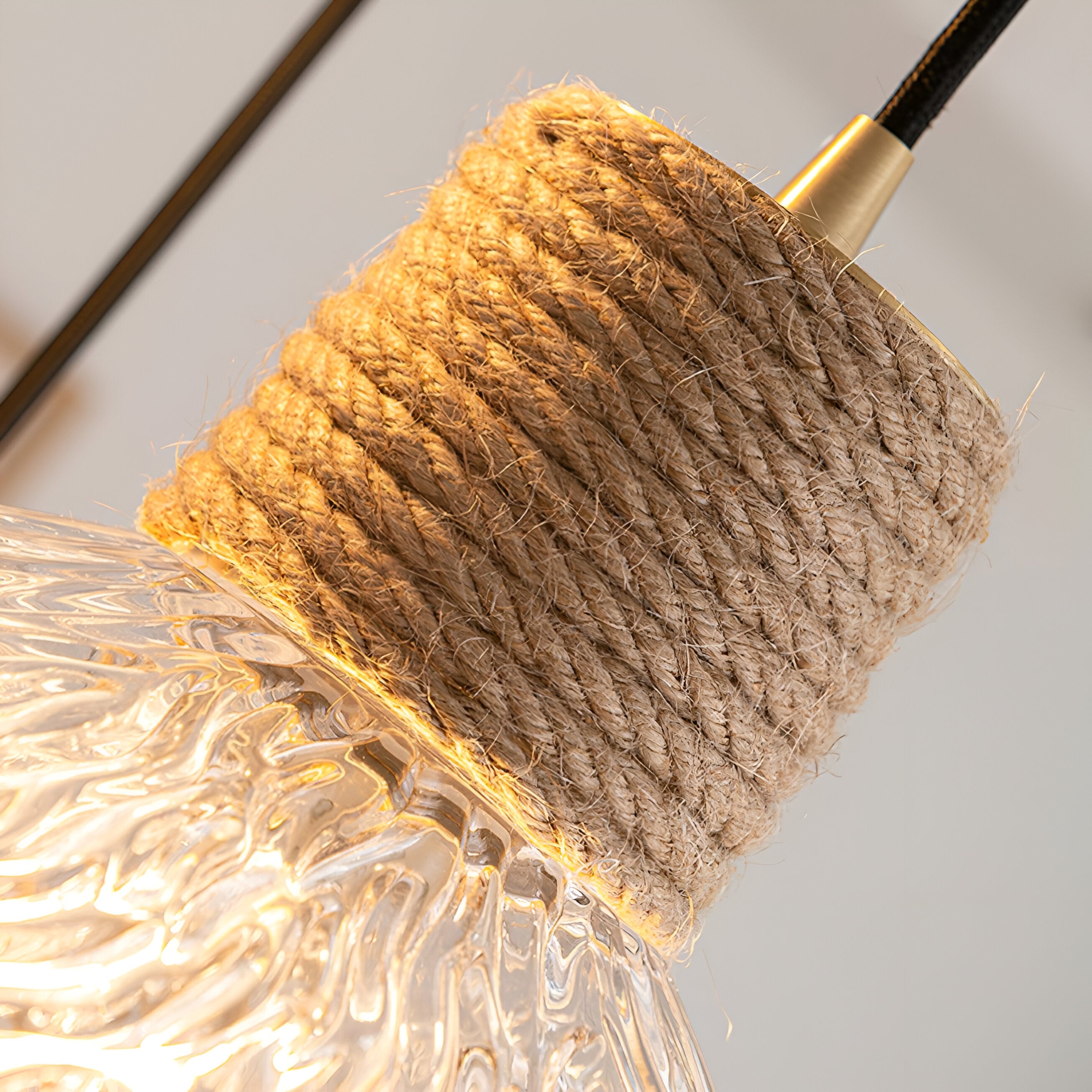 Nordic Hemp Rope Glass Pendant Light D938