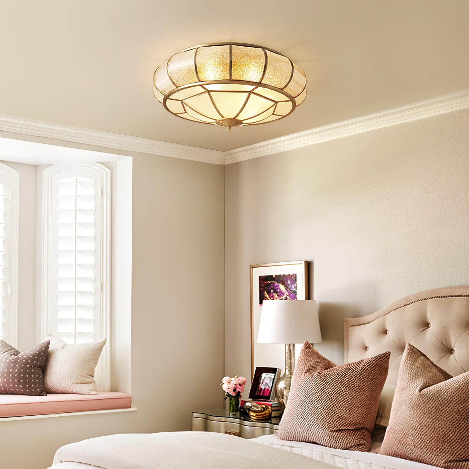 Round Textured Glass Ceiling Light M520