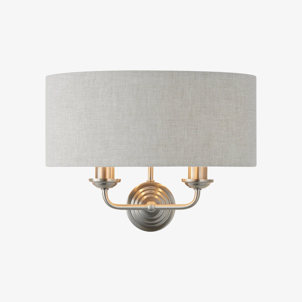 Tela Classic Wall Sconce with Fabric Shade - Elegant Metal Finish Wall Light for Living Room or Bedroom T654