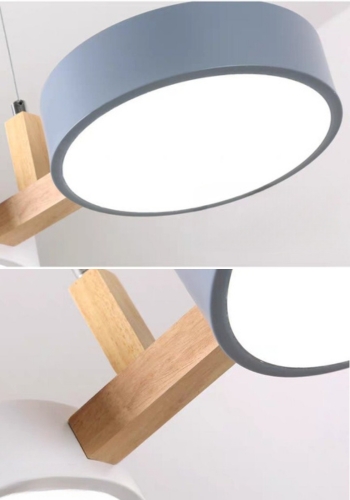 Zbliżenie na przewód klosza lampy wiszącej i drewniane złącze