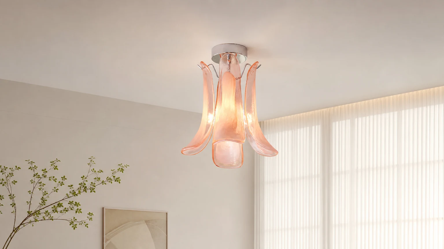 Lampa Sufitowa Verdelia D274 zainstalowana w ciepłej scenerii wnętrza