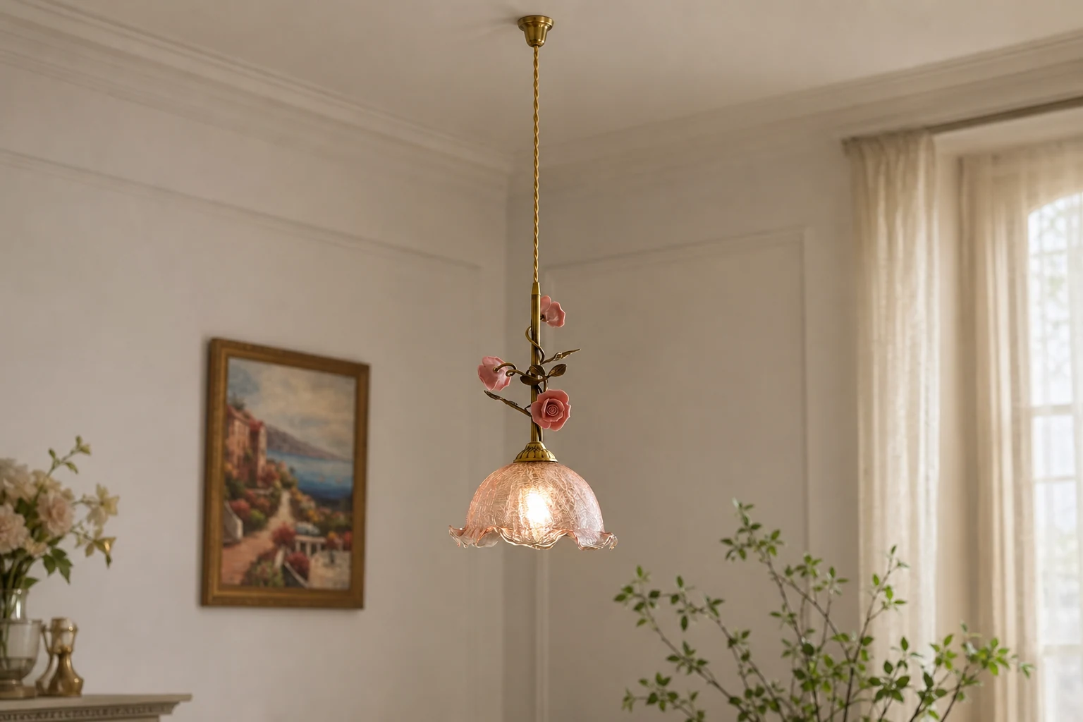 Szklana lampa wisząca Lalique Rose D674 w stylu lifestylowym