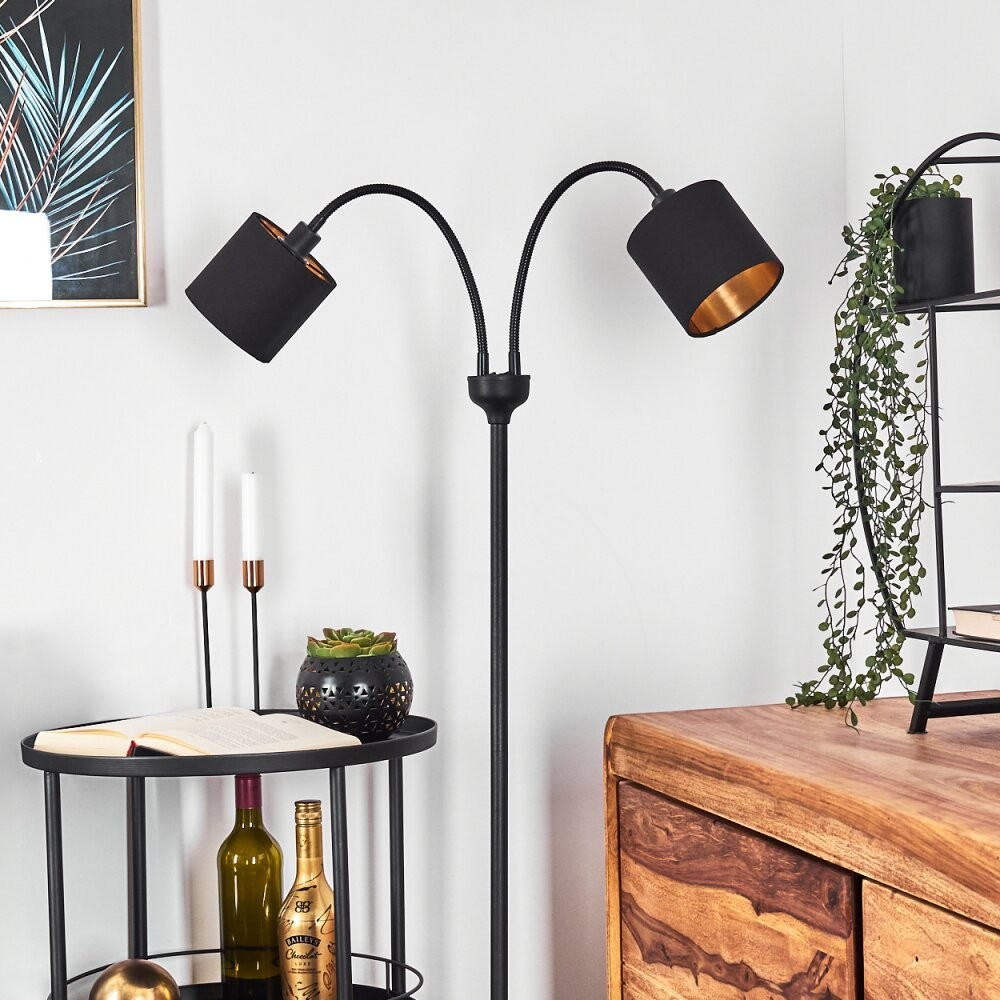 Metal Matte Black Fabric Shade Floor Lamp S67