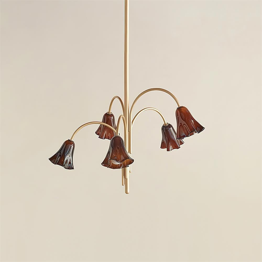 Bellina Modern Romantic Chandelier - Botanical Lily Design with Glass Flowers T280