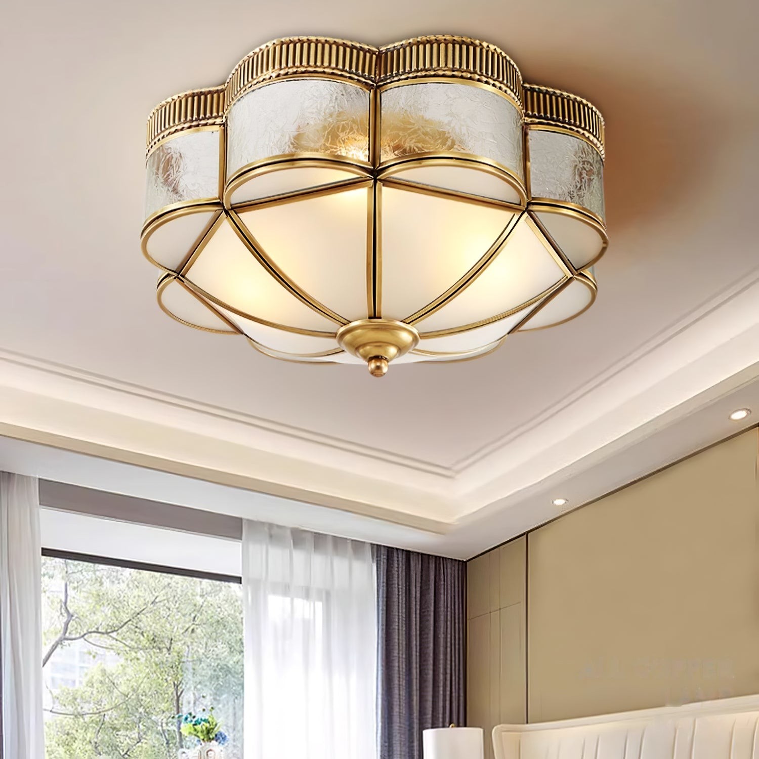 Brass Domed Flush Ceiling Lamp M572