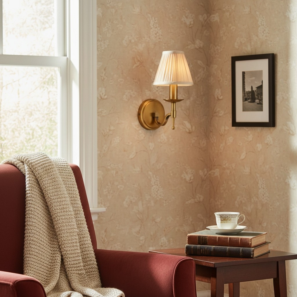 Tela Traditional Brass Wall Light - Classic Curved-Arm Sconce for Living Room & Hallway T655