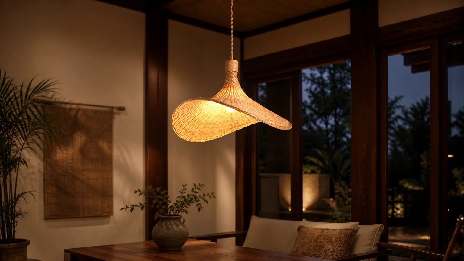Kreatywna lampa wisząca Southeast Homestay w ciepłym wnętrzu