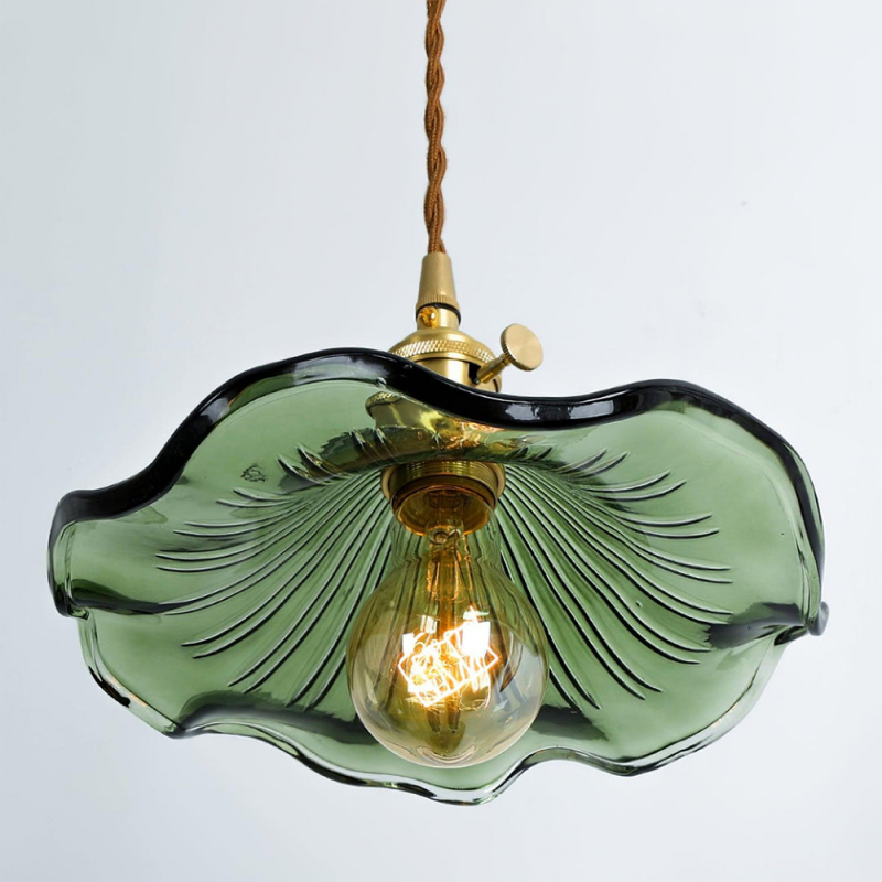 Retro Hibiscus Flower Glass Pendant Light S104