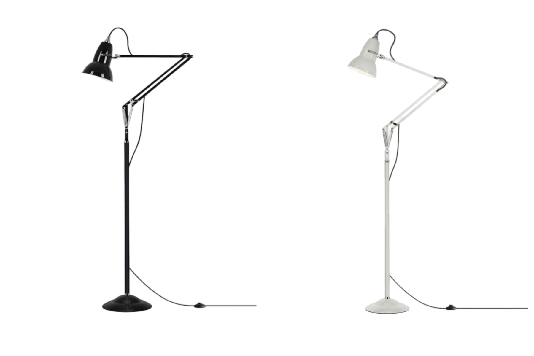 Svartvita färgvarianter av Modryx golvlampa