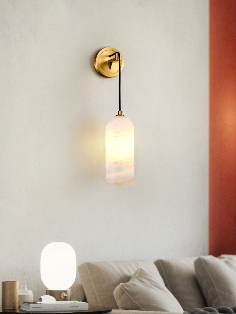 Modern Minimalist Copper Natural Marble Adjustable Wire Wall Lamp M452