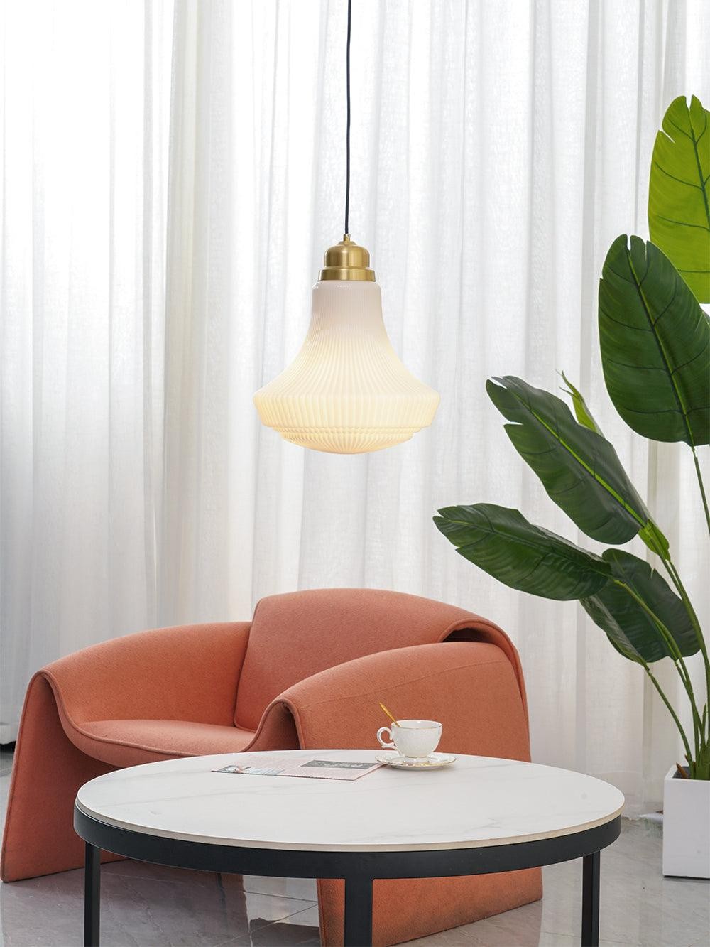 Classical Brass Alabaster Glass Pendant Lamp M424