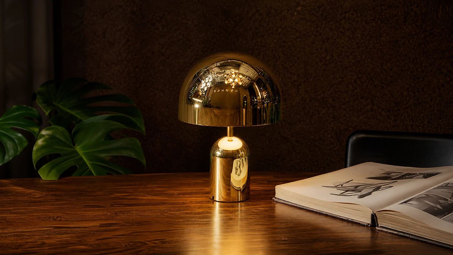 Przenośna lampa stołowa Smooth Mushroom M176 w ciepłej oprawie stołowej