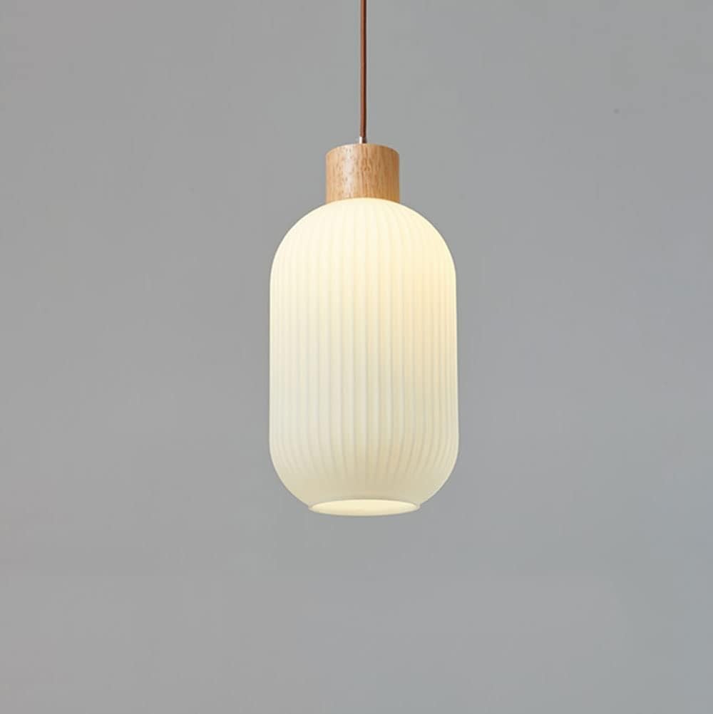 Nordic White Lantern-Like Glass Pendant Lamp M127