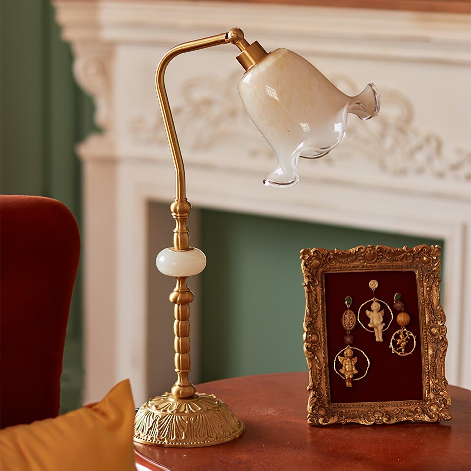 Classic Stylish White Tulip Brass Table Lamp M07