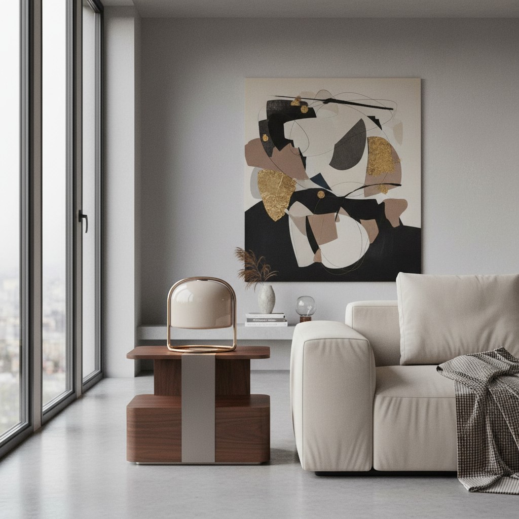 Nera Table Lamp - Elegant Curved Glass Shade - Metal Frame Style for Living Room or Bedroom T611