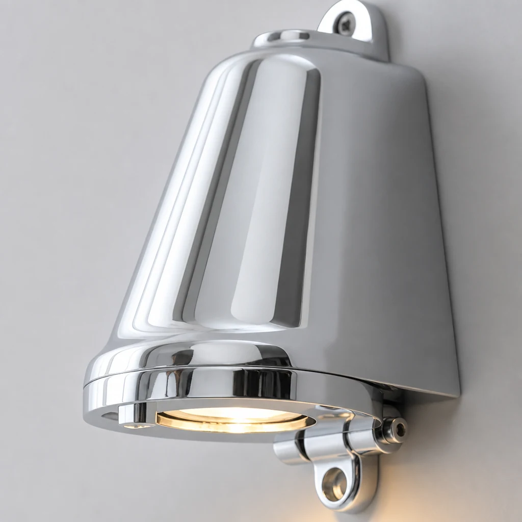 Zbliżenie na wykończenie lampy ściennej Mast D635 i korpus lampy