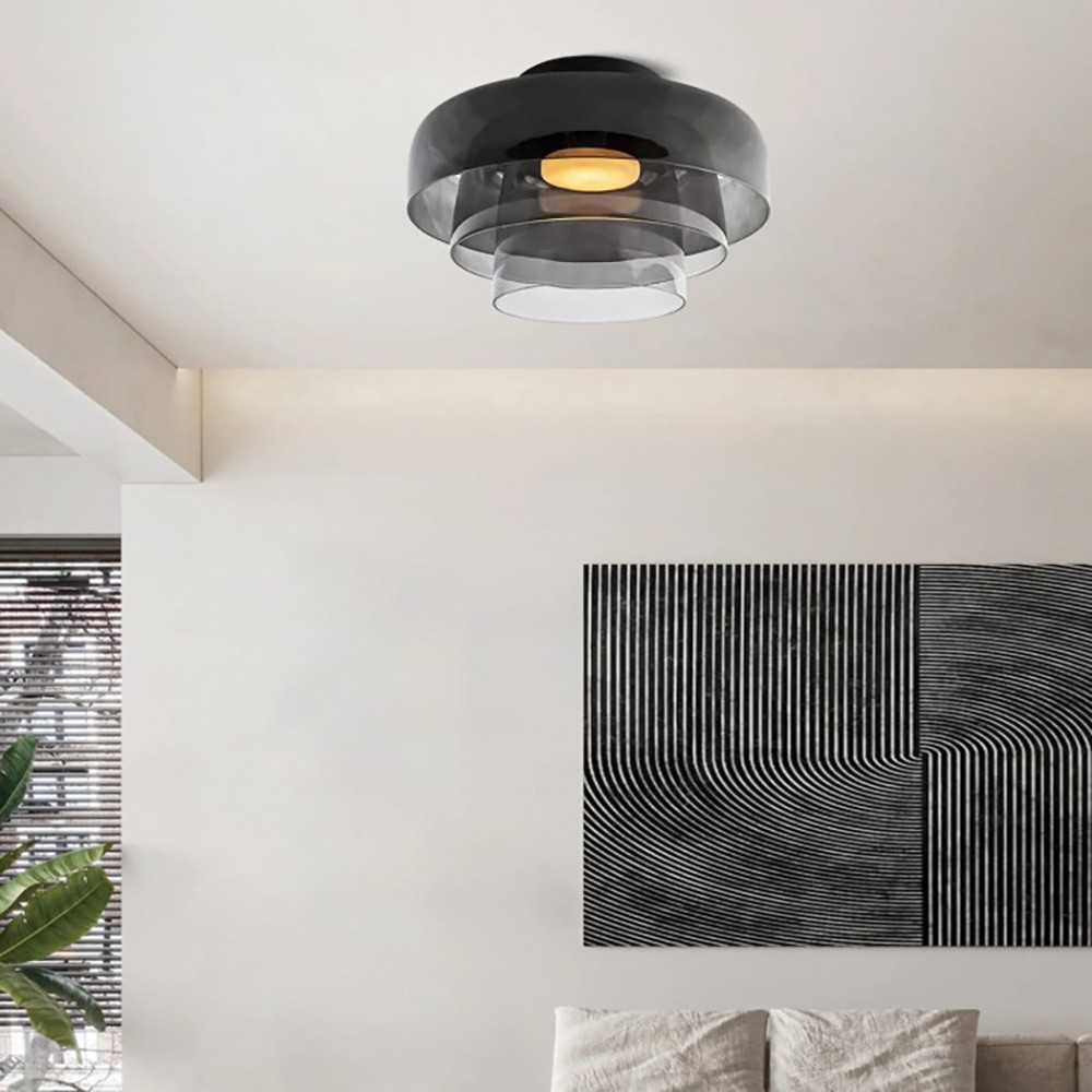 Nordic Morandi Glass Bowl Shaped Ceiling Lamp S144