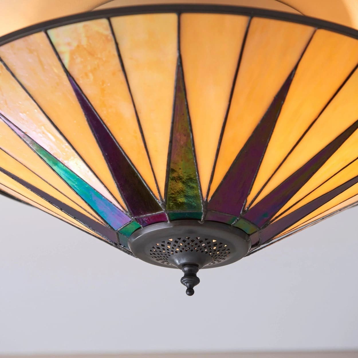 TF Dark Star Tiffany Ceiling Lamp - Stained Glass Star Design for Dining or Hall T637