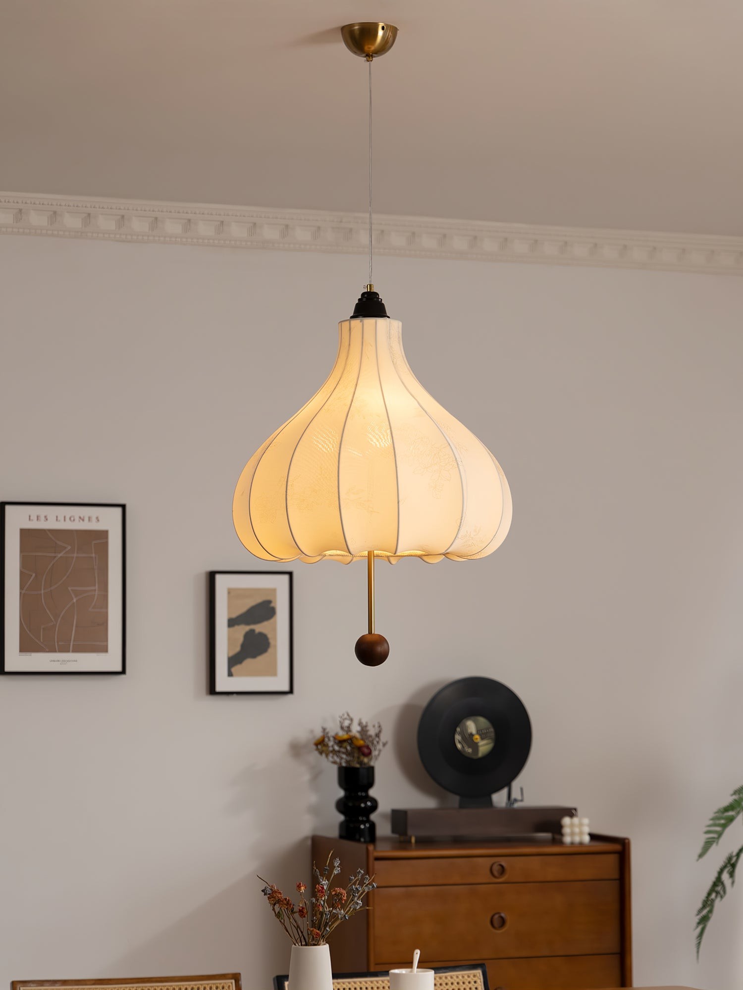Retro Chestnut Fabric Pendant Light M568