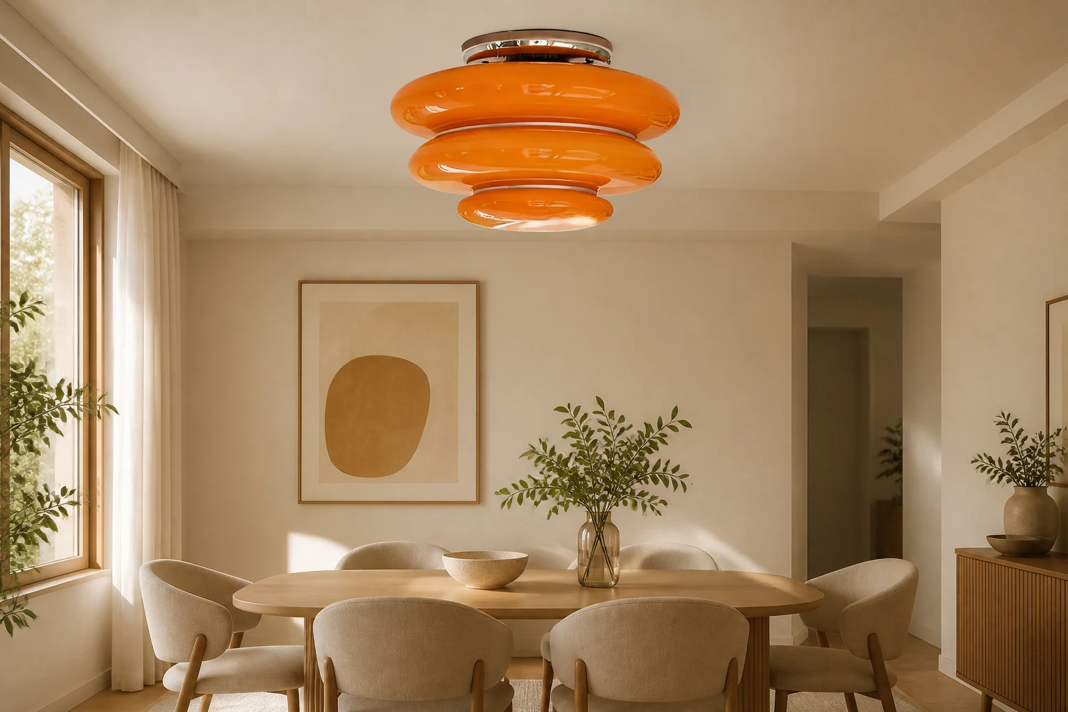 Warstwowa lampa sufitowa Cirren w scenerii pokoju lifestylowego