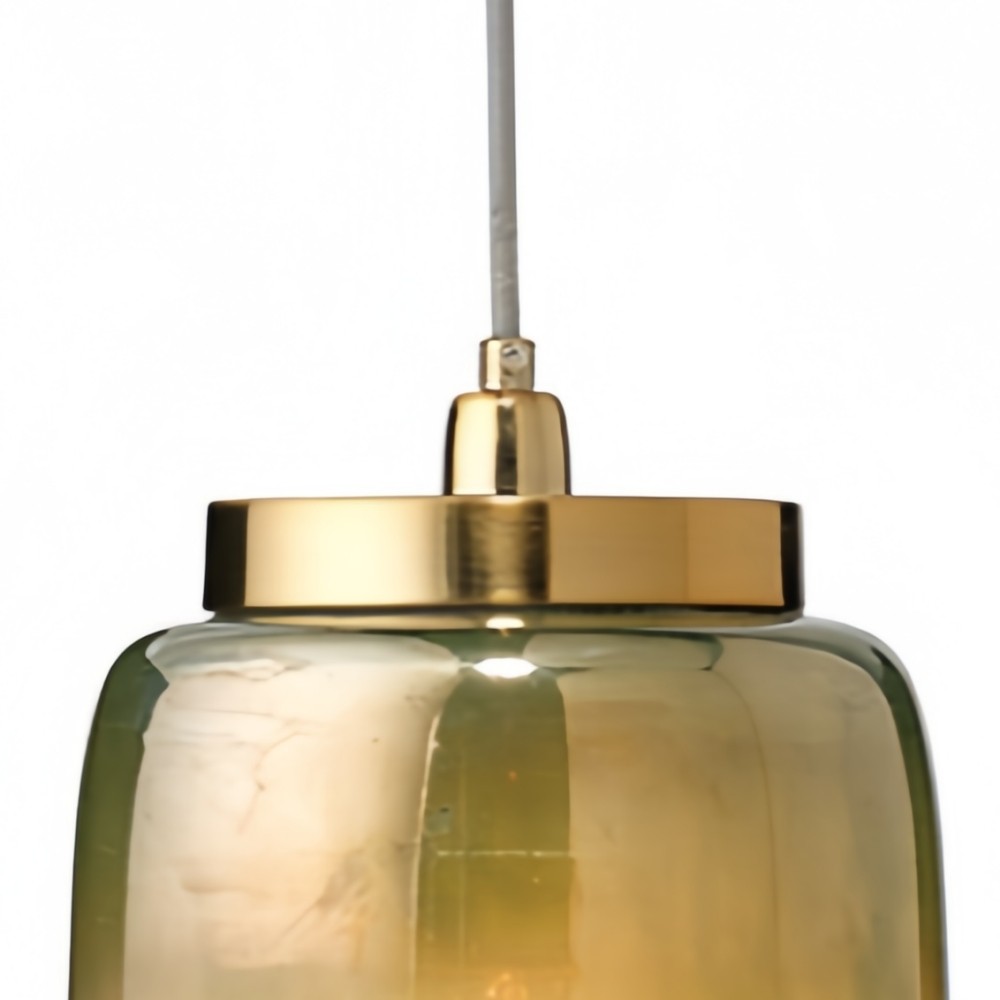 Helvo Green and Gold Hanging Pendant - Stylish Glass Lamp for Interiors T111