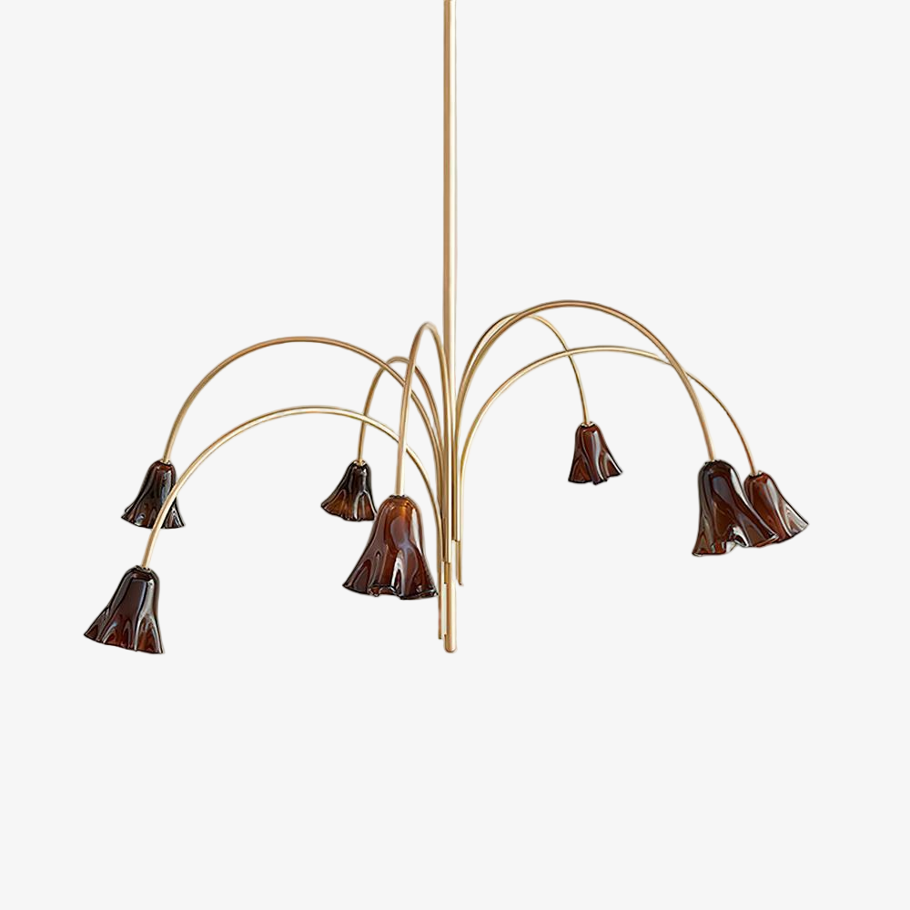 Bellina Modern Romantic Chandelier - Botanical Lily Design with Glass Flowers T280
