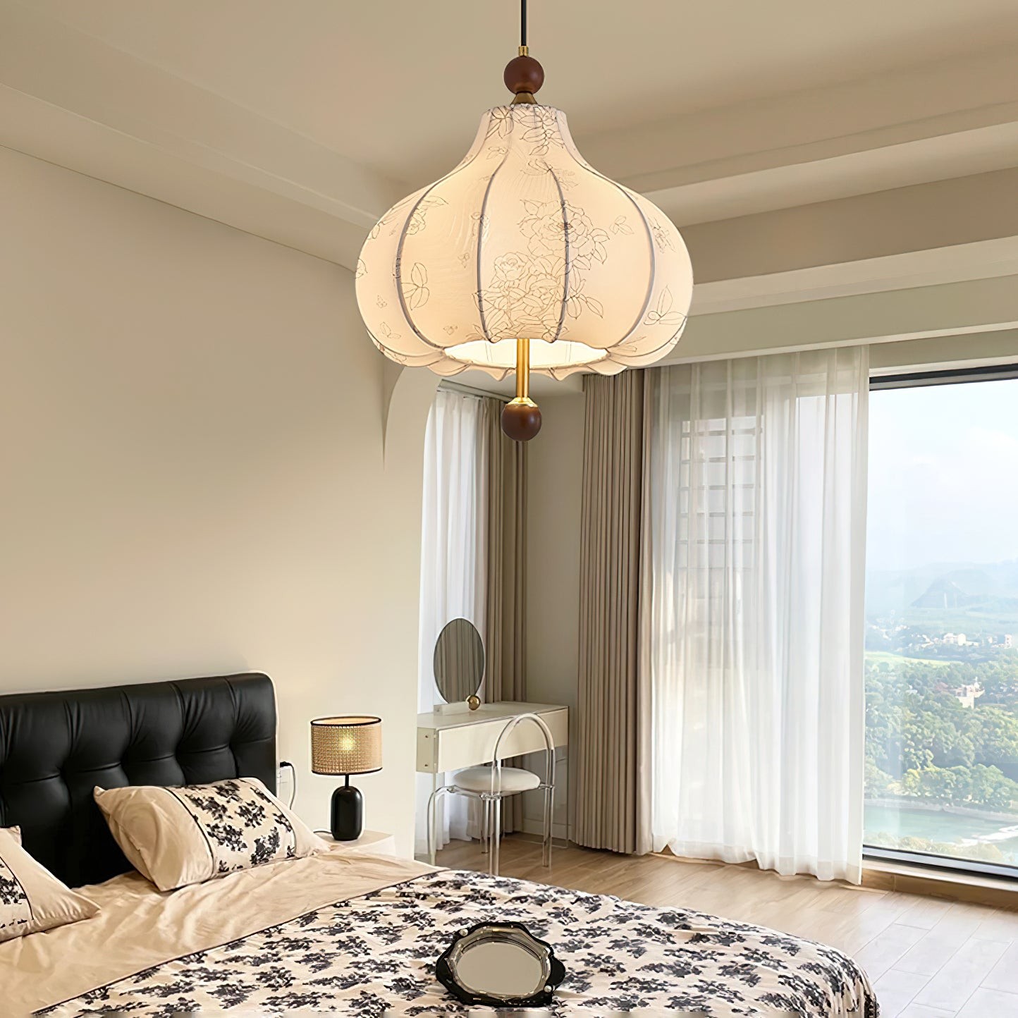 French Retro Fabric Pattern Pendant Lamp M77