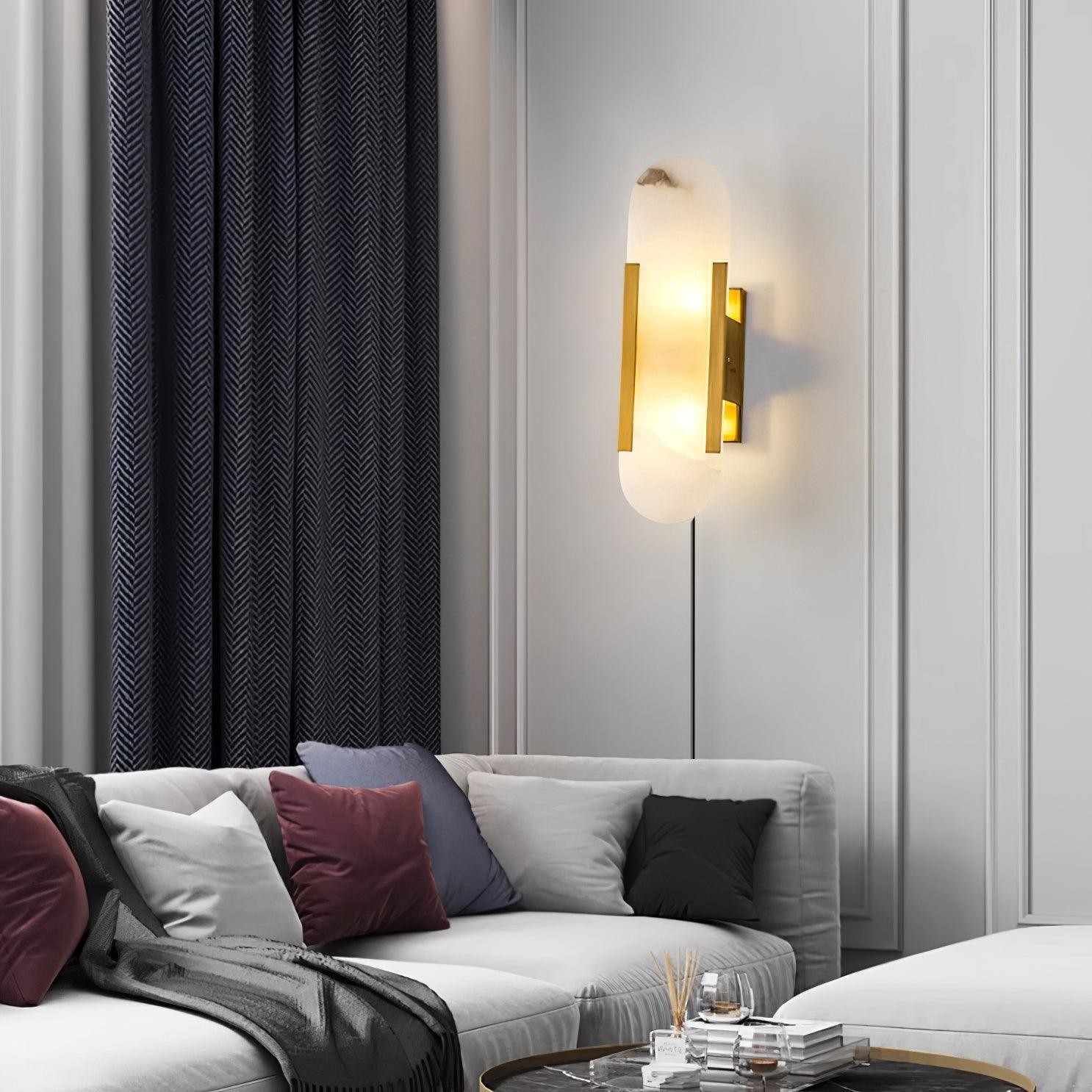 Alabaster Elongated Plug In Wall Lamp M237