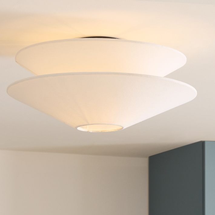 Solivara Contemporary Milky White Linen Ceiling Lamp for Living Room T112