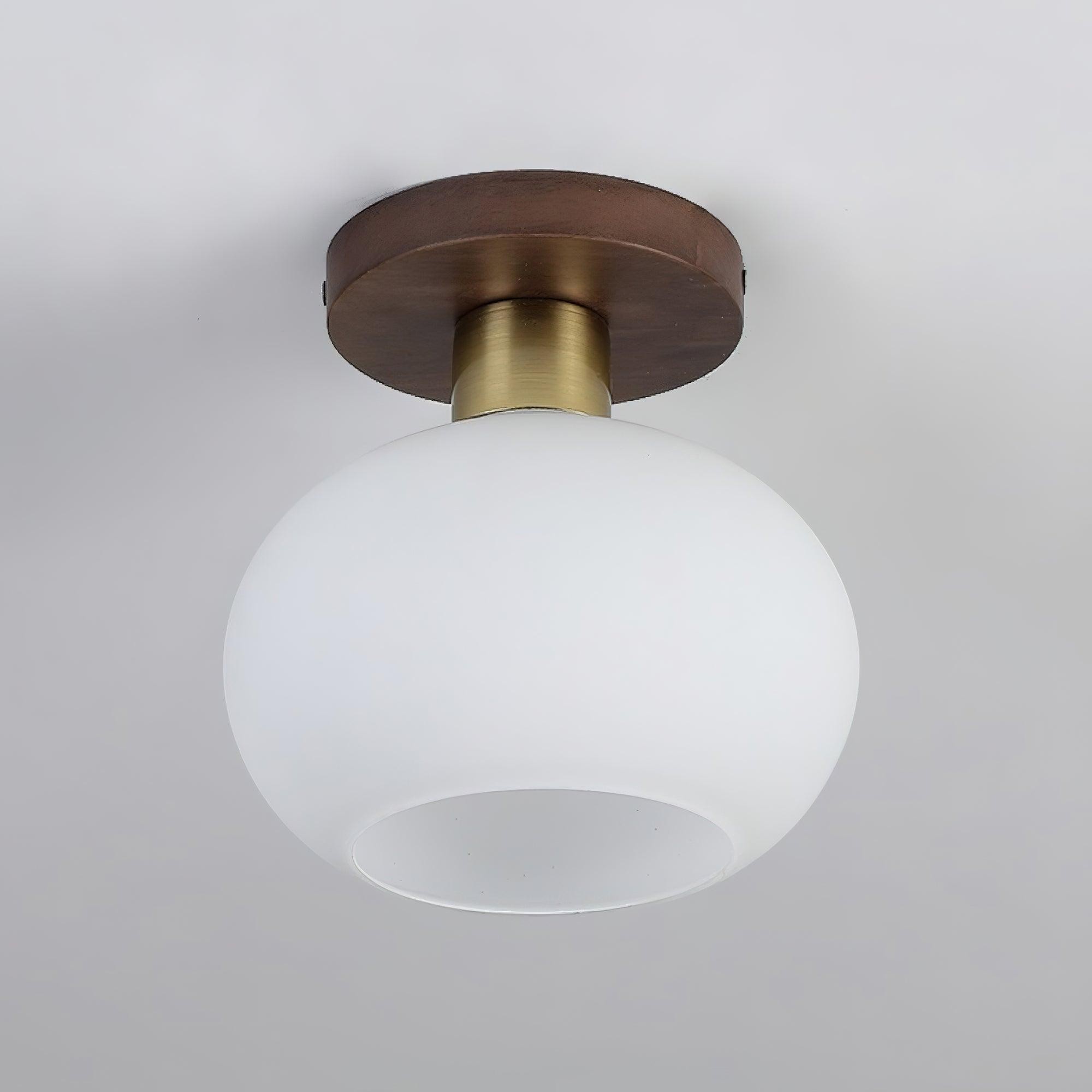 Vintage Wabi-Sabi Walnut Copper Glass Ceiling Lamp For Living Room M414