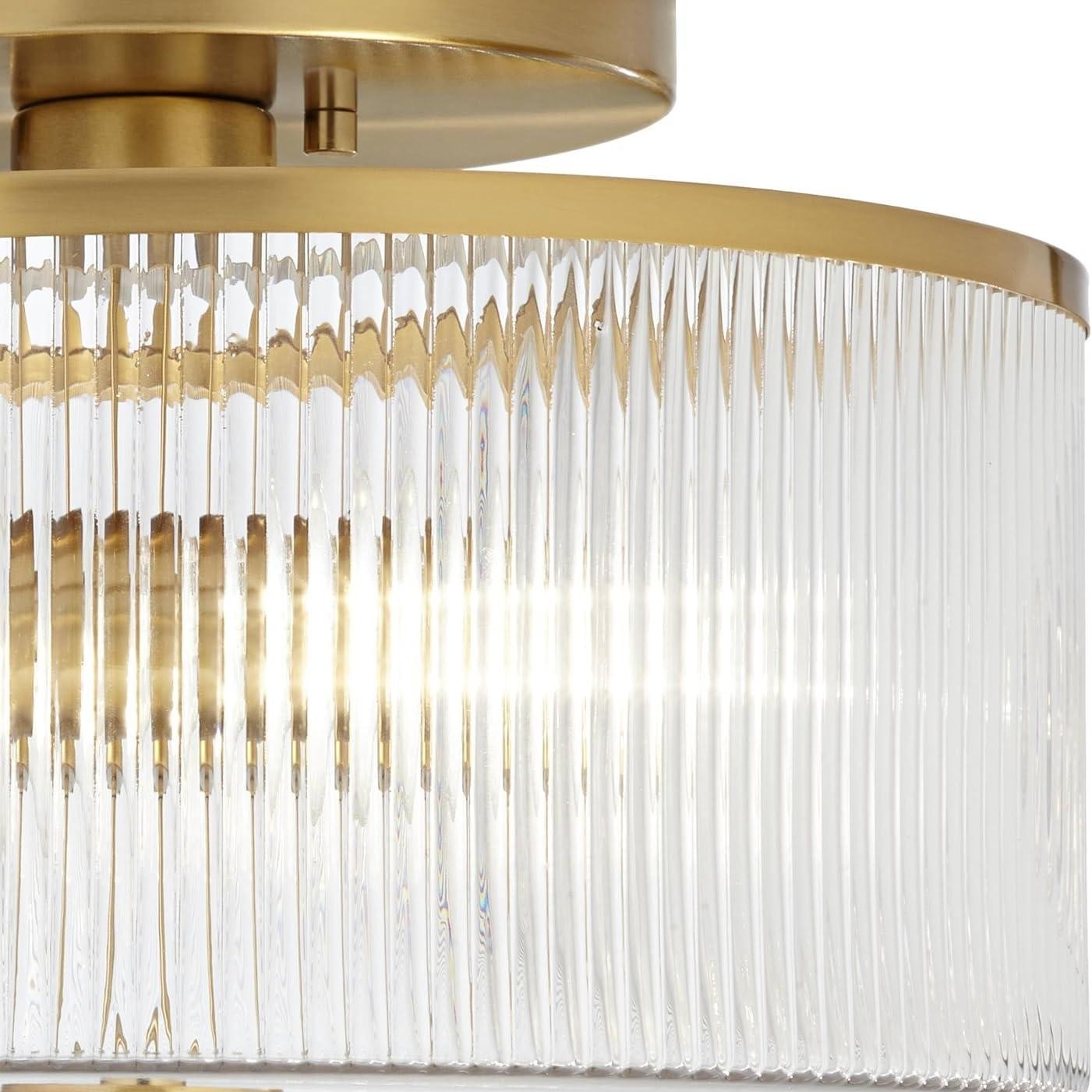Claude Farmhouse Striped Glass Drum Ceiling Light G91