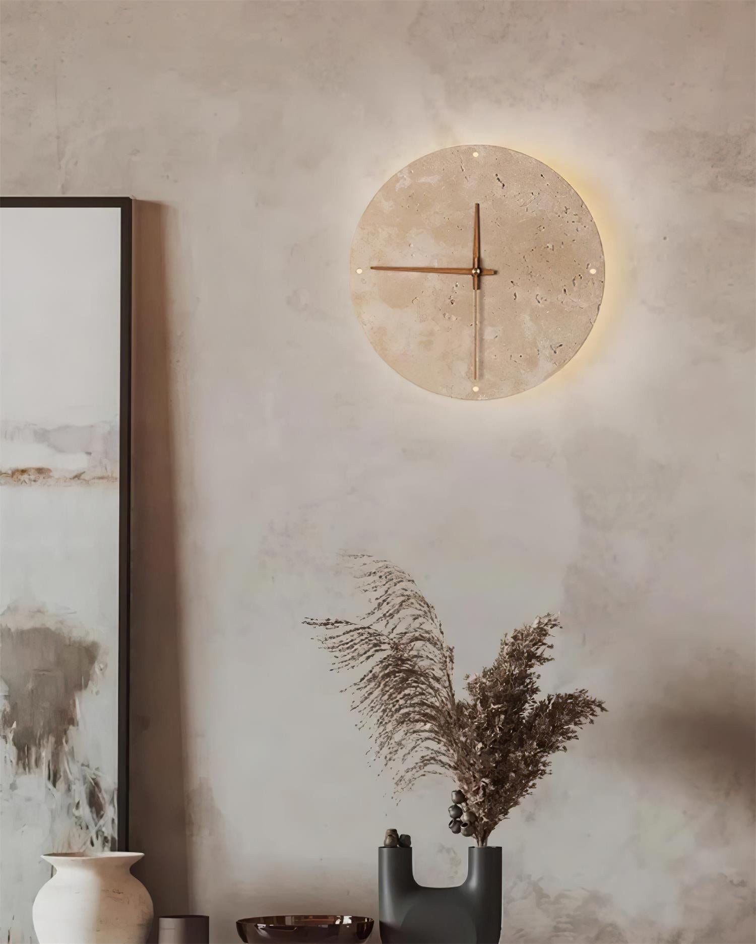 Travertine Clock Wall Lamp P079