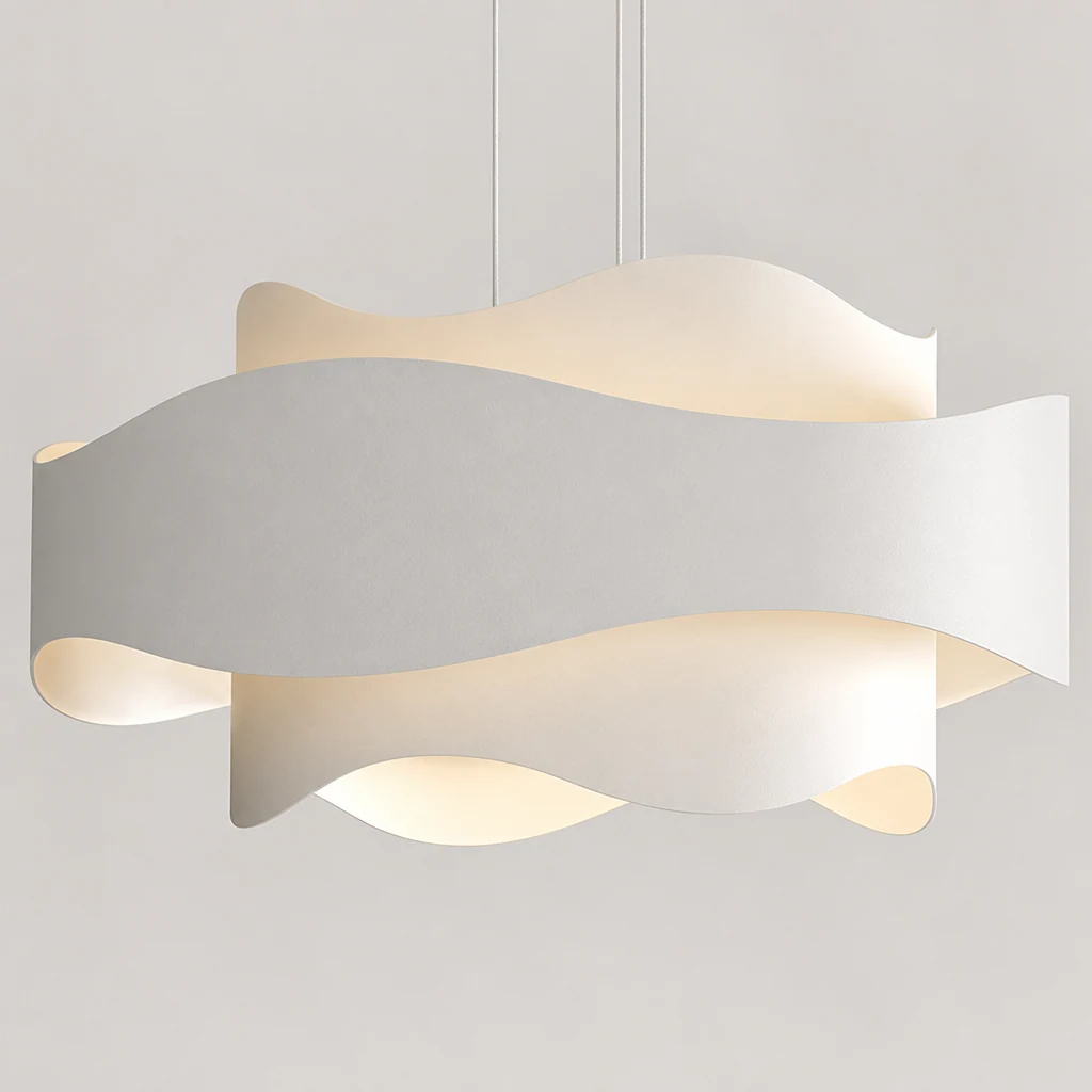 Zbliżenie nowoczesnej, minimalistycznej lampy wiszącej do sypialni w kolorze kremowym M162