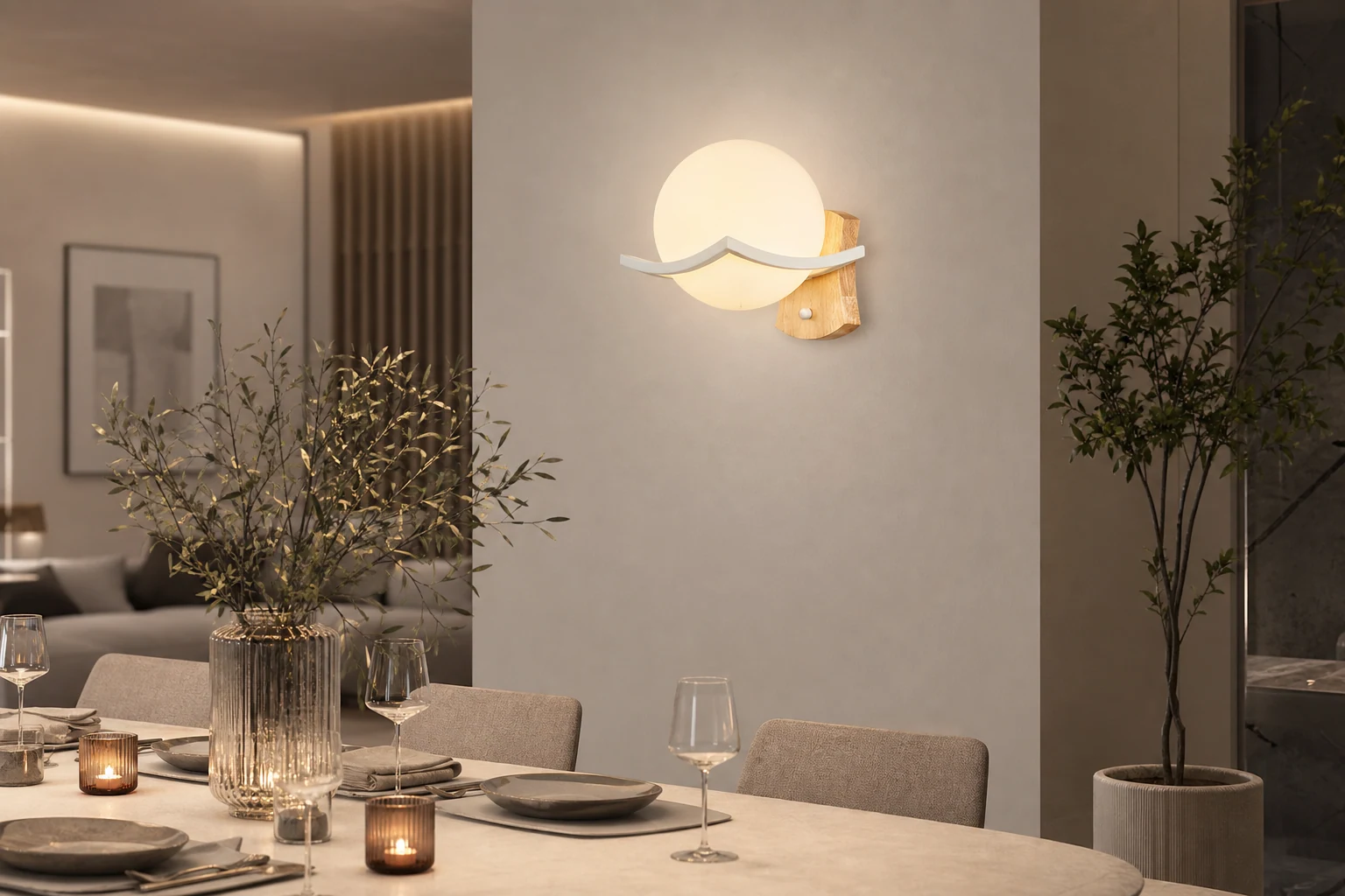 Indoor Modern Wooden Wall Lamp lifestyle room scene