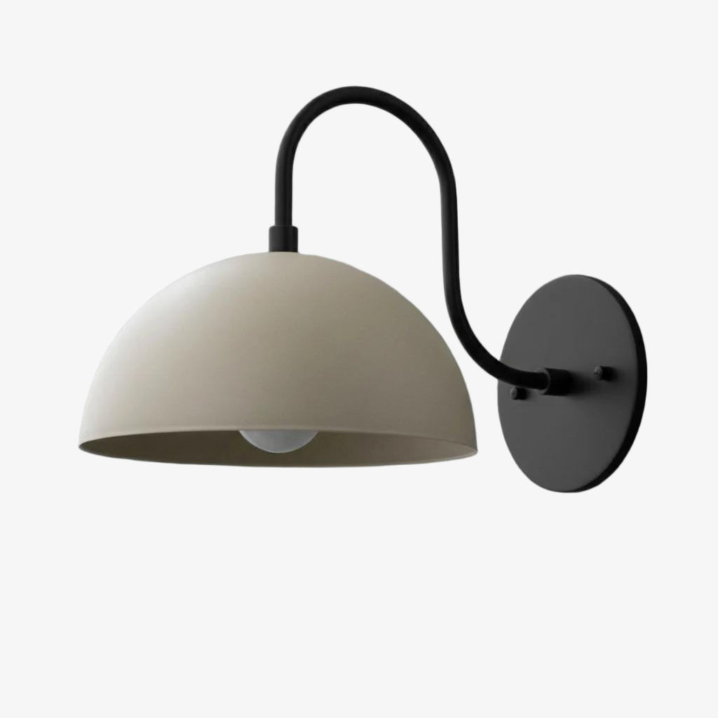 Curva Metal Industrial Wall Sconce - Curved Brass Arm - Hammered Dome Light Fixture T408