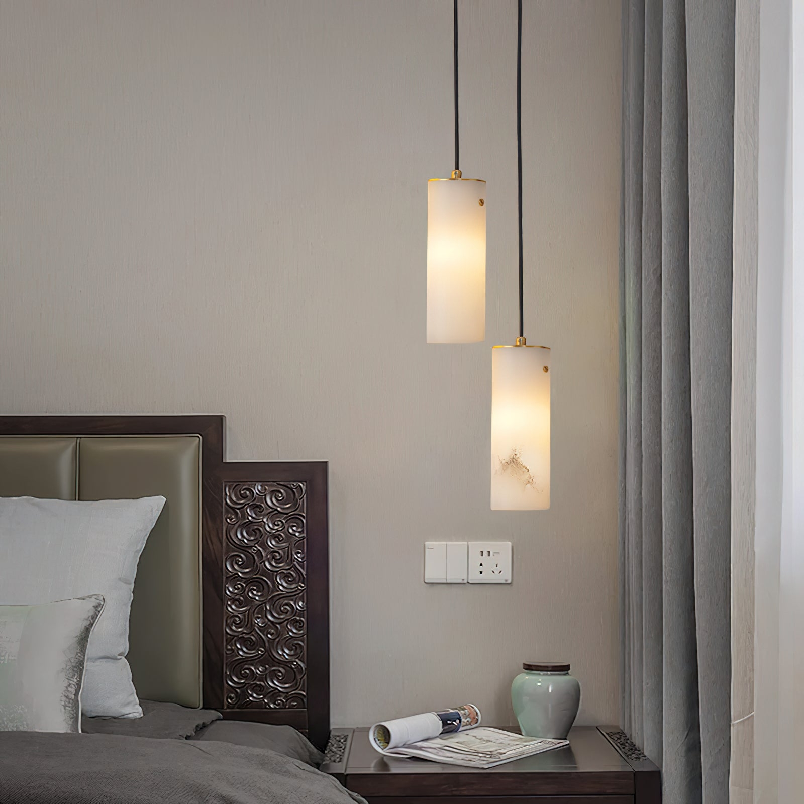 Nula Vertical Alabaster Pendant Light D426