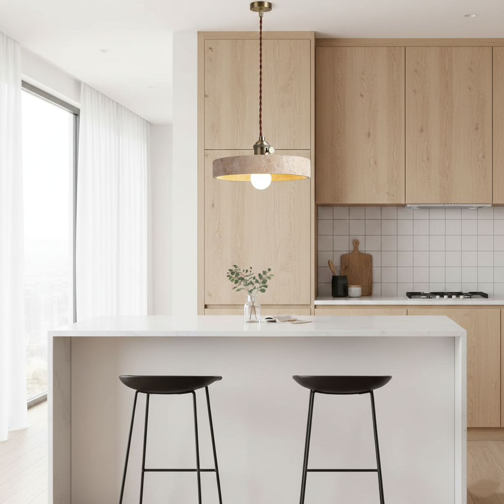 Alagusmo Minimalist Travertine Pendant Light D892