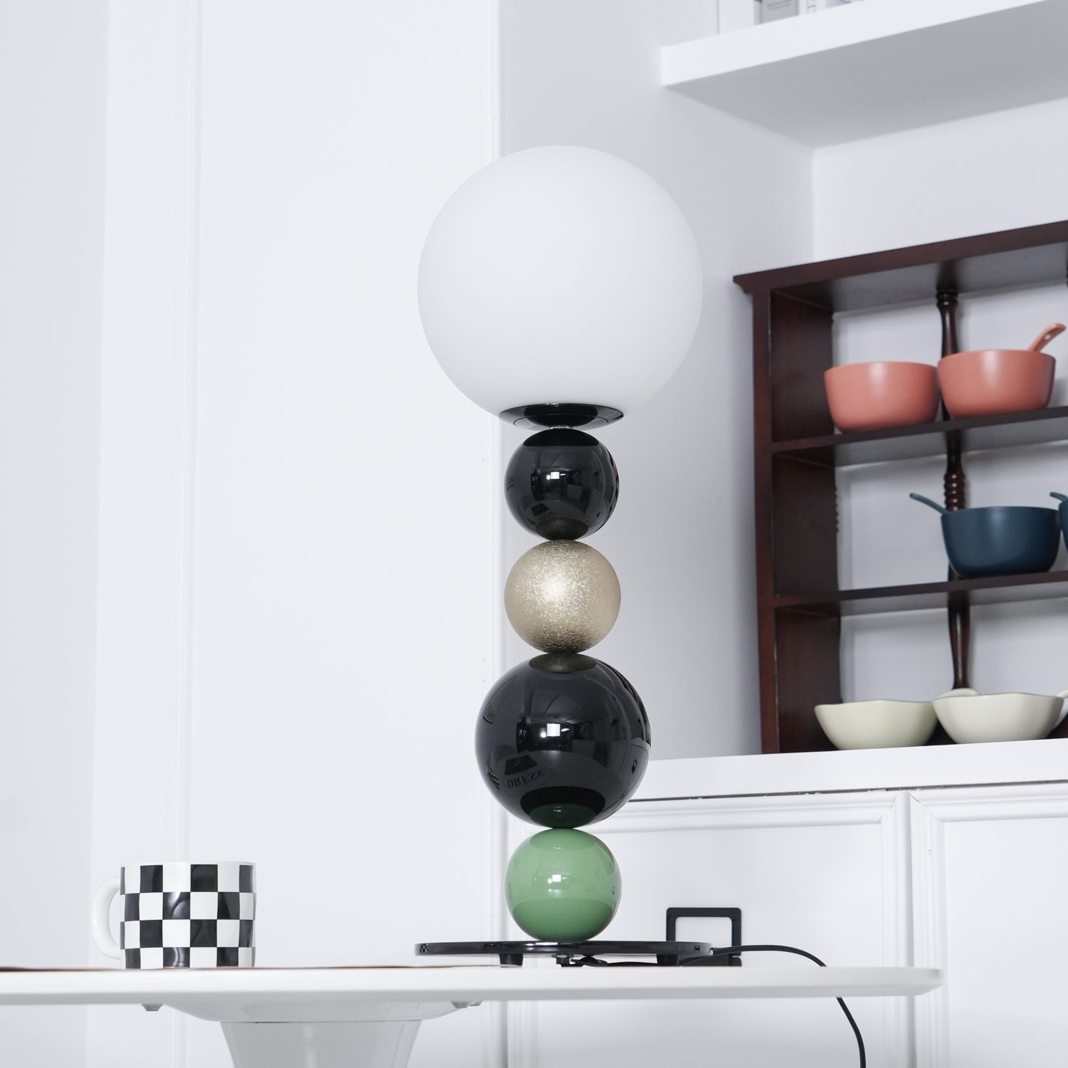 Round Balls Stacking Green Table Lamp M521