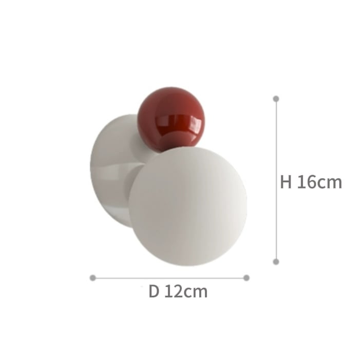 Schemat wymiarowy lampy Macaron Ball przedstawiający średnicę 12 cm i wysokość 16 cm