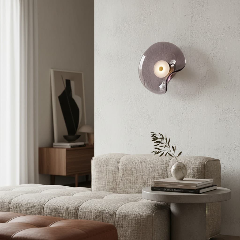 Lunacrest Curved Nebula Inspired Wall Light - Artistic Glass Lighting for Hallway T584