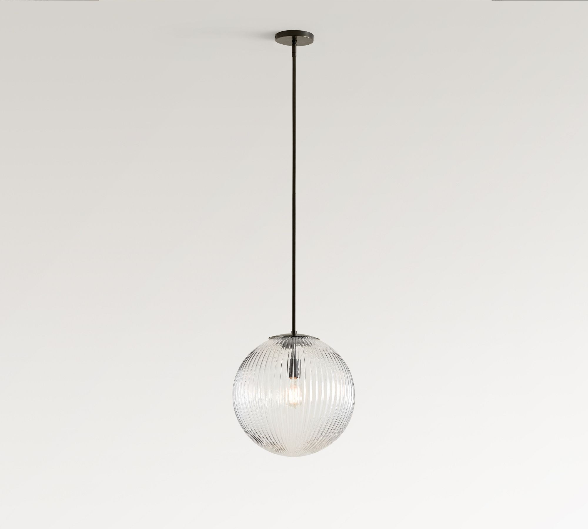 Bravira Ribbed Glass Pendant Light - Elegant Kitchen Island Lamp T073