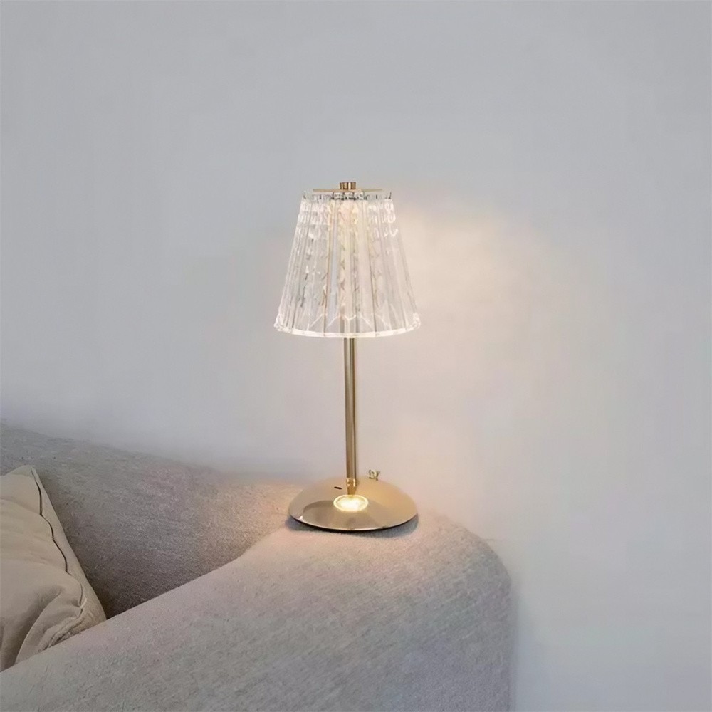 Vintage Pleated Brass Cordless Table Lamp S147