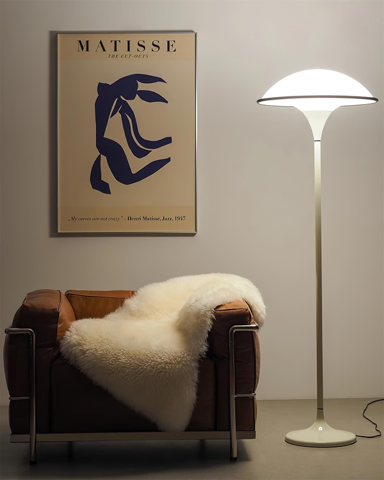 Danish Retro White Flying Saucer Floor Lamp M379