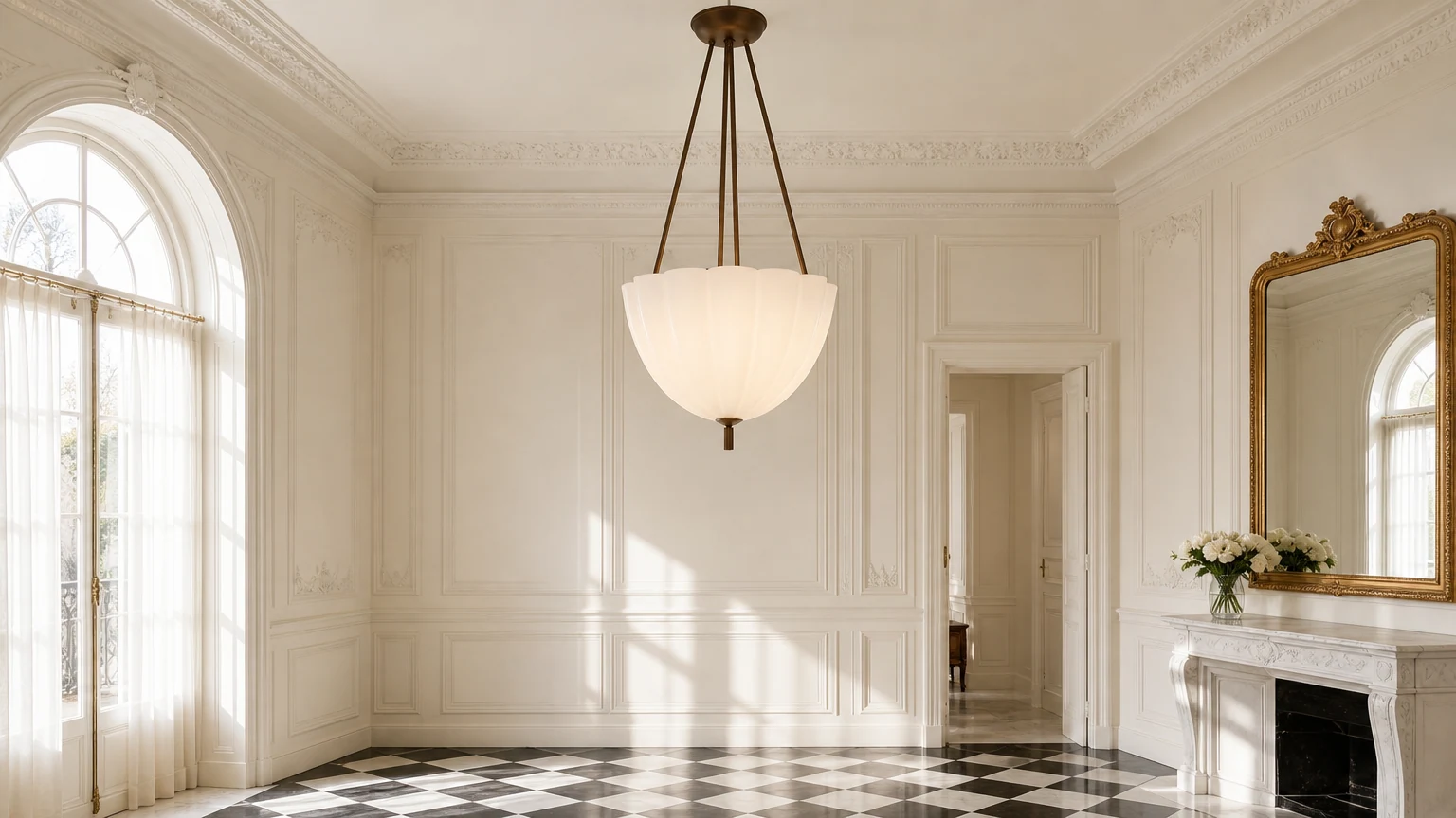 Lampa wisząca Volare D634 zainstalowana w eleganckiej scenie pomieszczenia