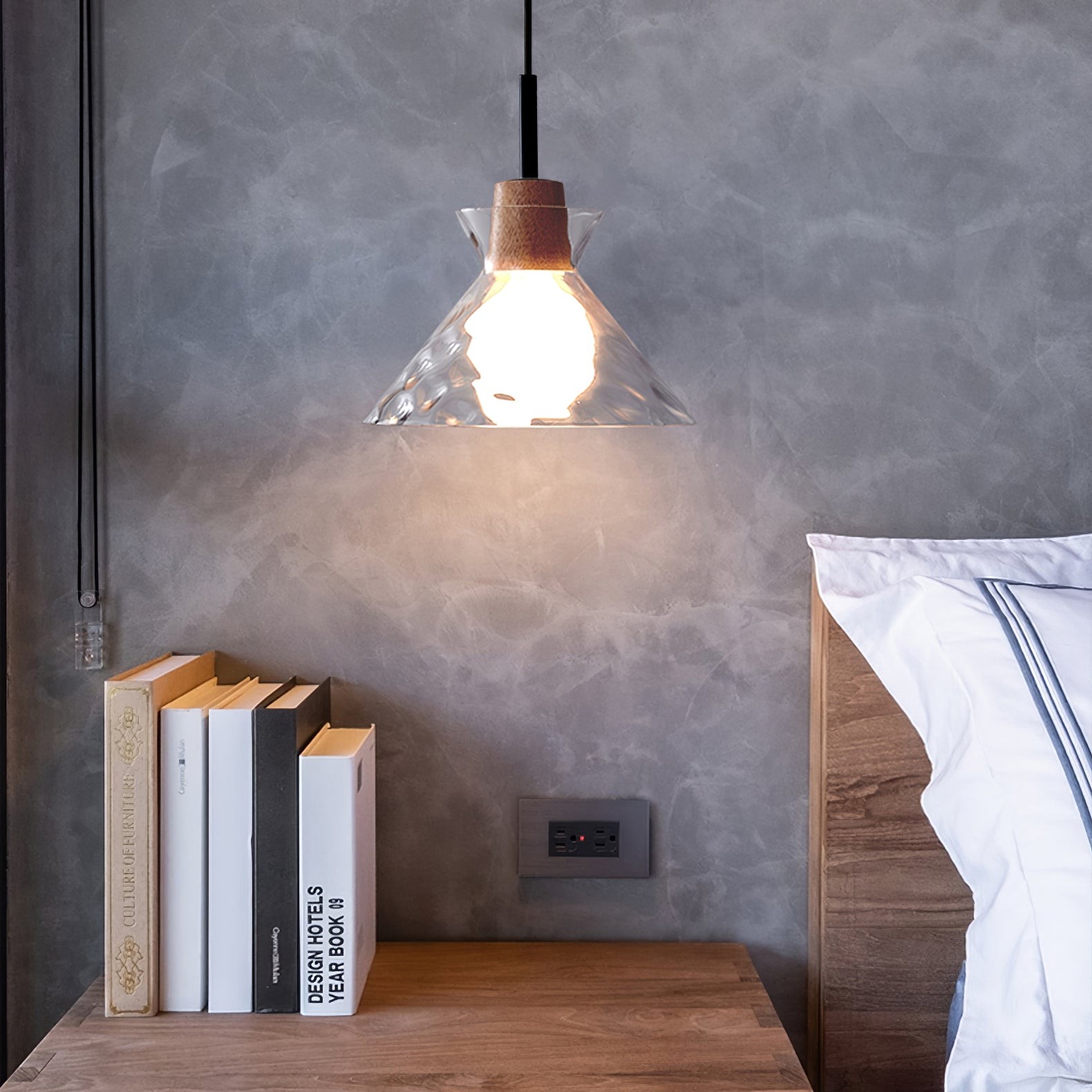 Modern Water Ripple Transparent Glass Pendant Lamp M116