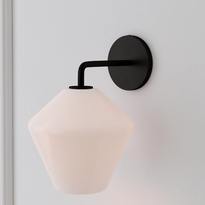 Merin Sculptural Milk Glass Geometric Wall Lamp T241