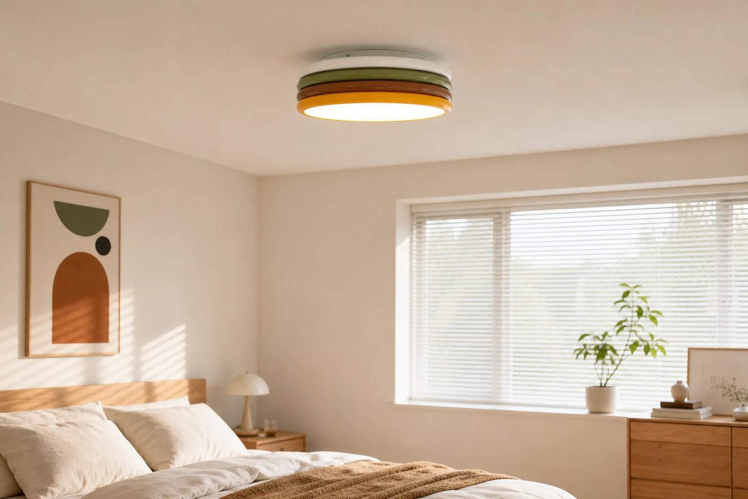 Lampa sufitowa ColorStack pokazana w jasnej scenie wnętrza