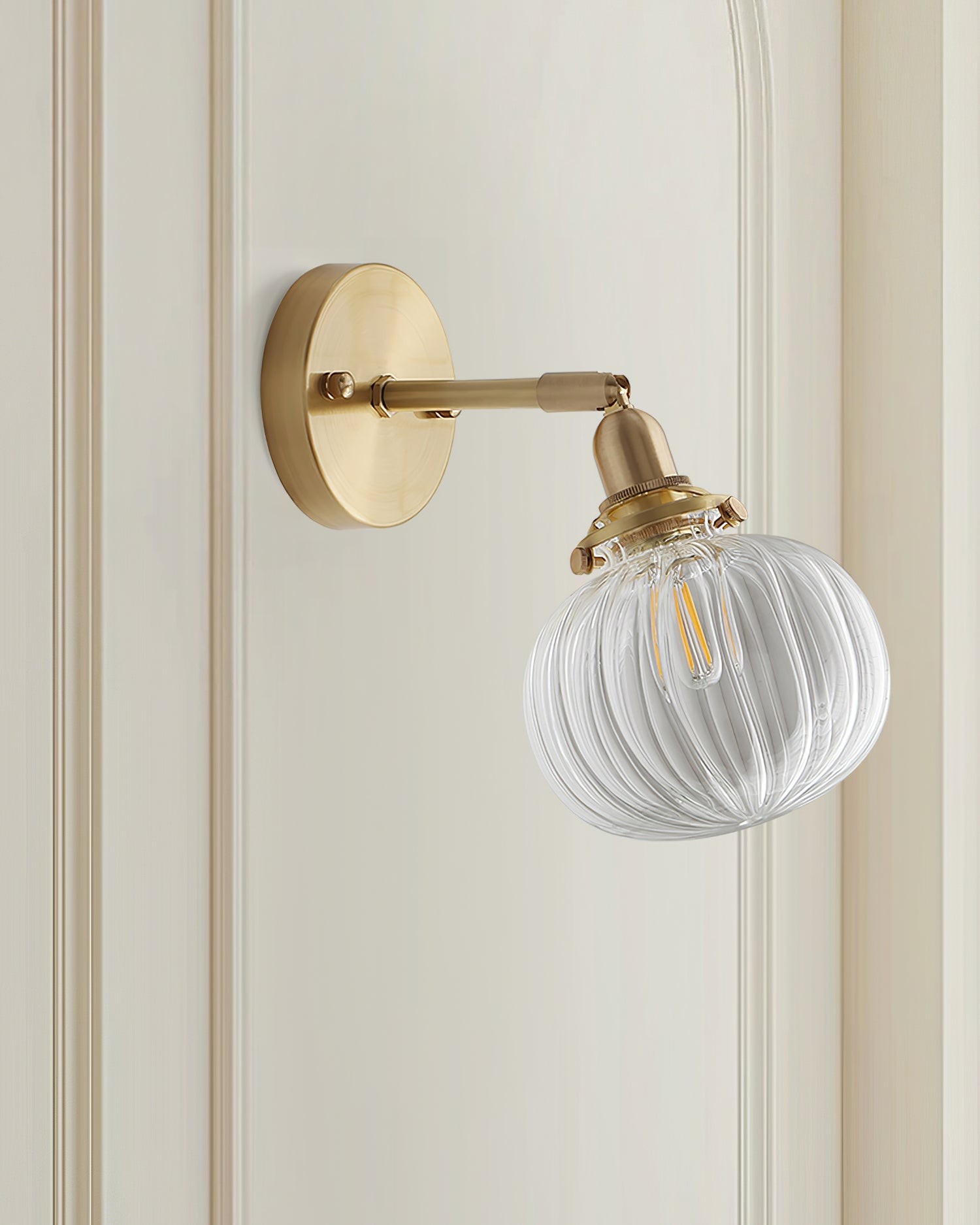 Japanese Style Vintage Brass Glass Wall Lamp M333