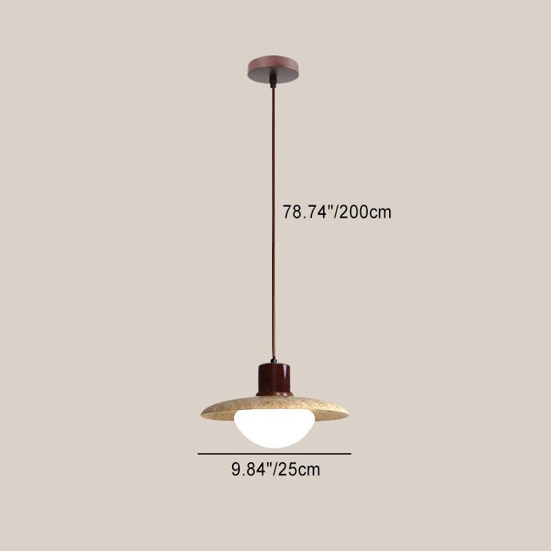 Traditional Japanese Travertine Wood Pendant Lamp M107
