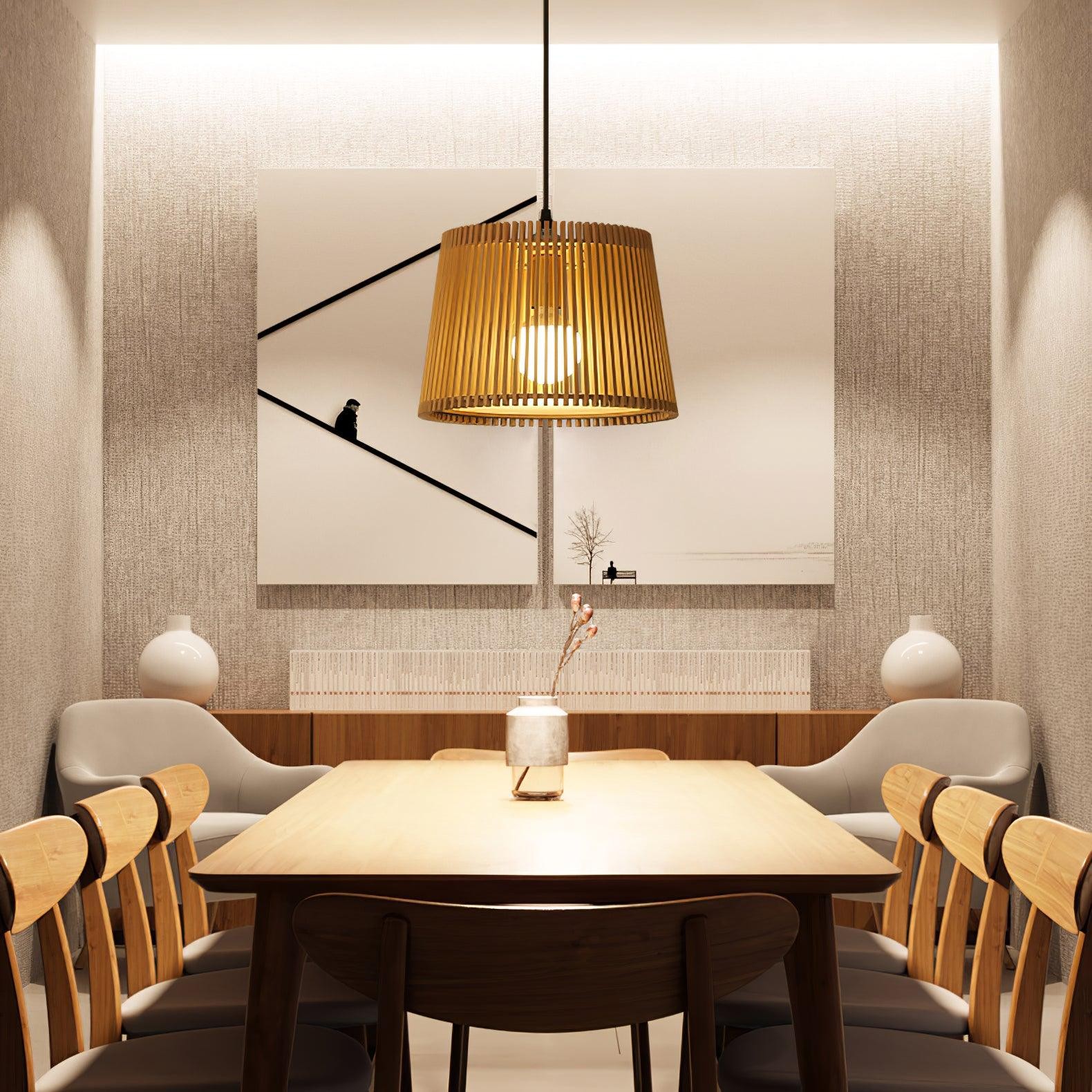 Wooden Log Color Cage Pendant Light M425